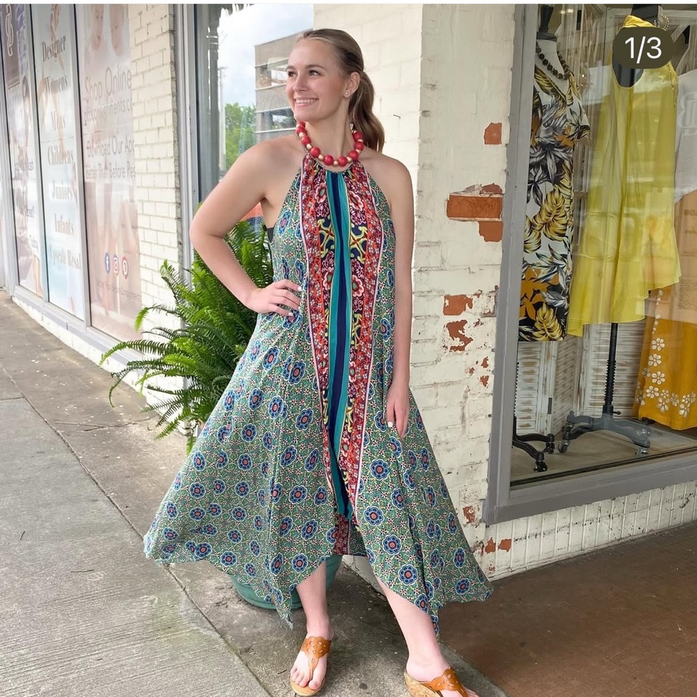 Ella halter handkerchief dress from Anthropologie